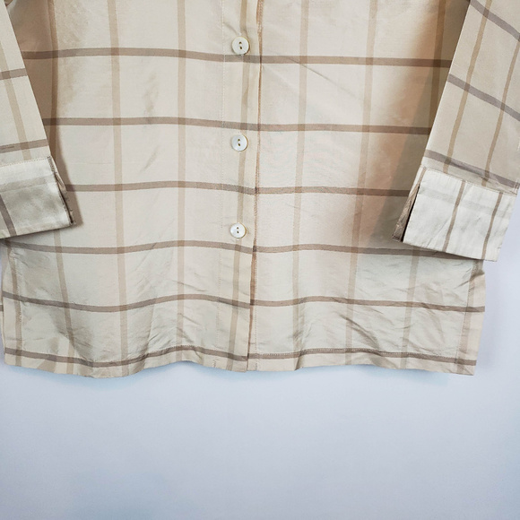 Linea Womens 3/4 Sleeve Button Front Silk Blouse - Picture 4 of 6